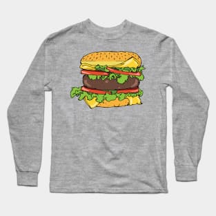 Cheeseburger Sandwich Hand Drawn Illustration Long Sleeve T-Shirt